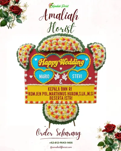 Karangan Papan Bunga Pernikahan di Jatiayu
